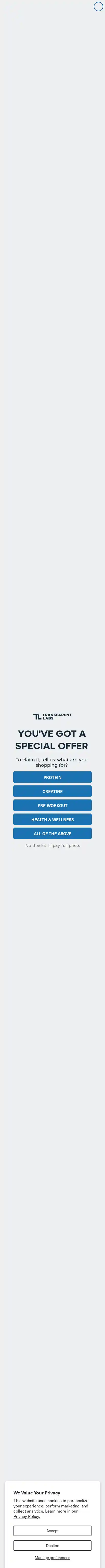 transparentlabs.com landing page