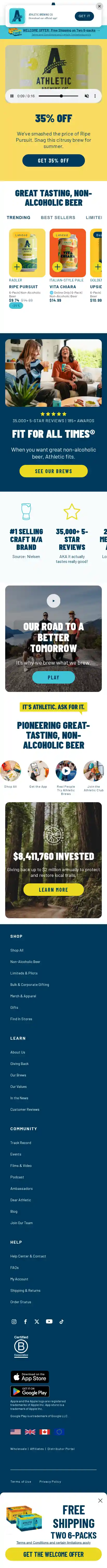 Athletic Brewing Company landing page