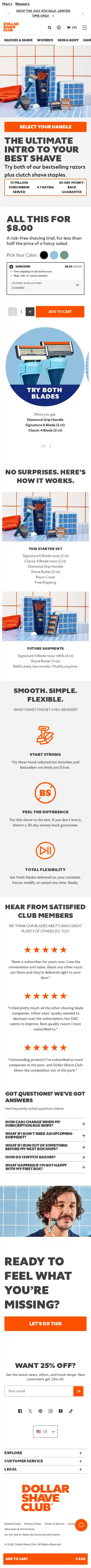 Dollar Shave Club landing page