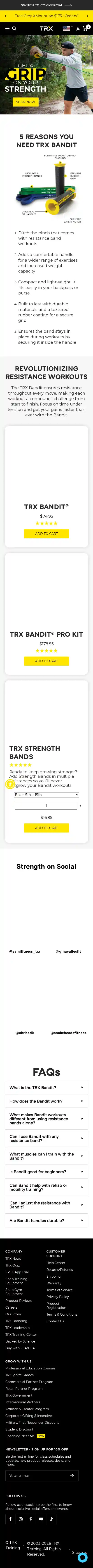 TRX Training landing page