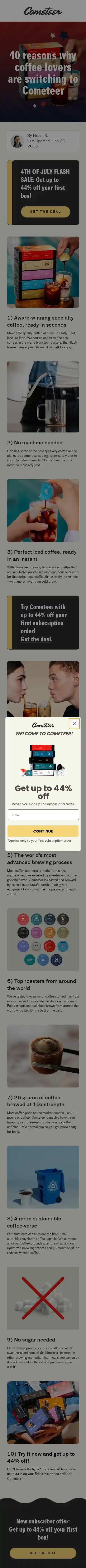 cometeer.com landing page
