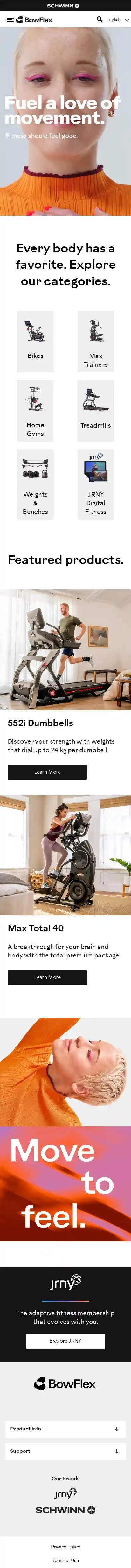 Bowflex landing page