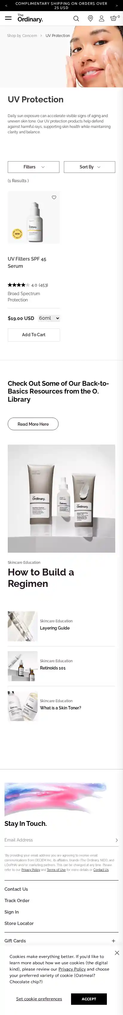 The Ordinary landing page