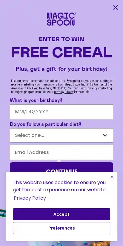 Magic Spoon Cereal landing page