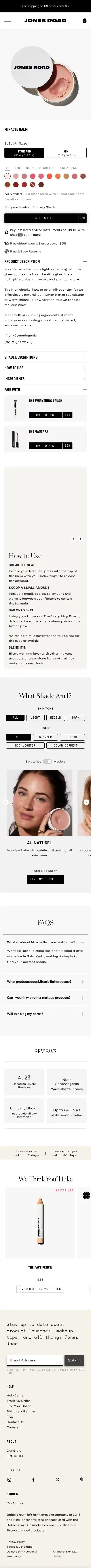 Jones Road Beauty landing page
