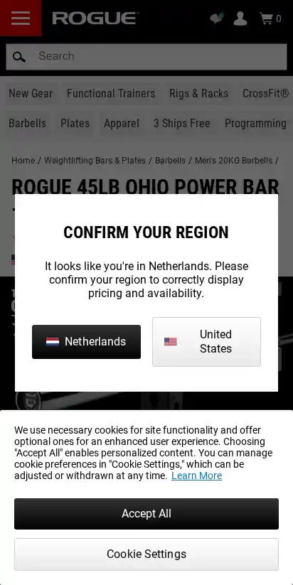 Rogue Fitness landing page