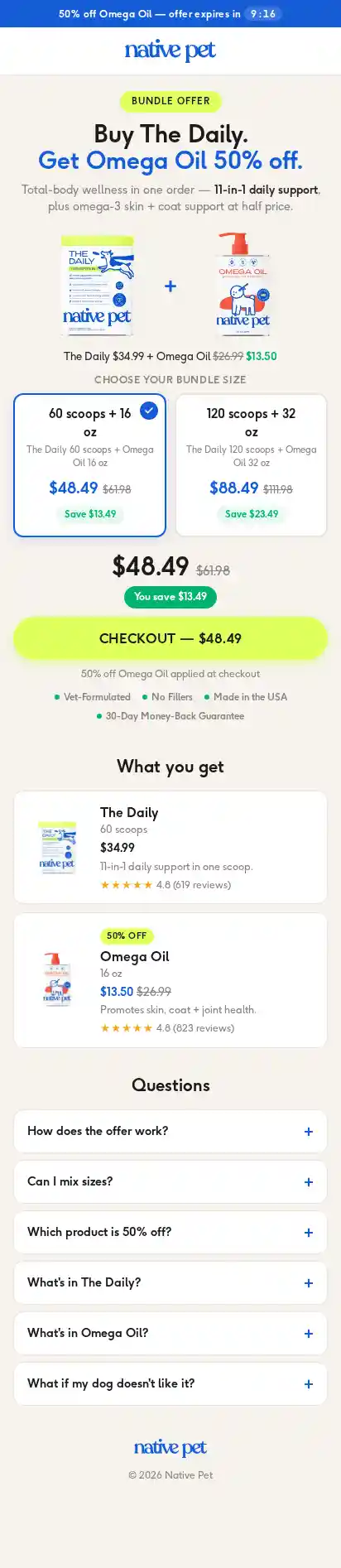 Native Pet landing page