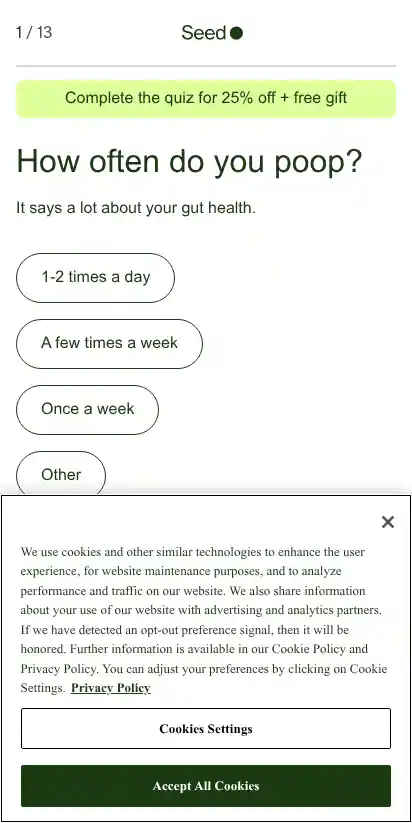 Seed landing page