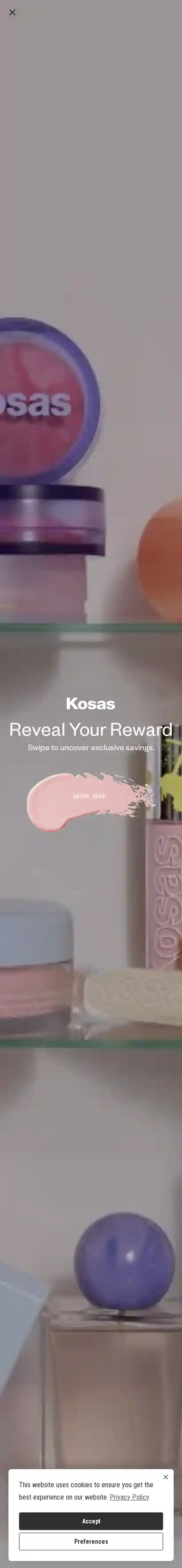 Kosas landing page