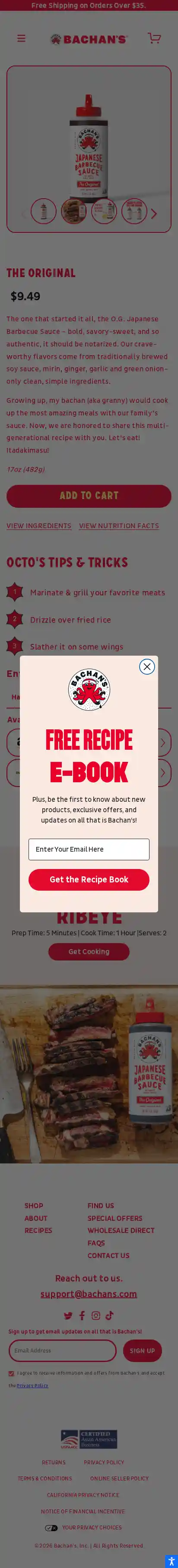 Bachan's landing page
