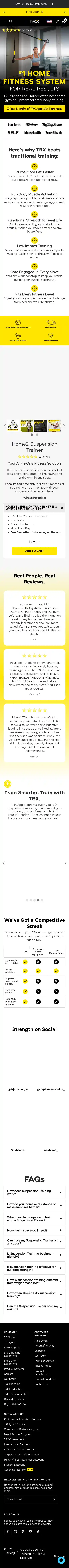 TRX Training landing page