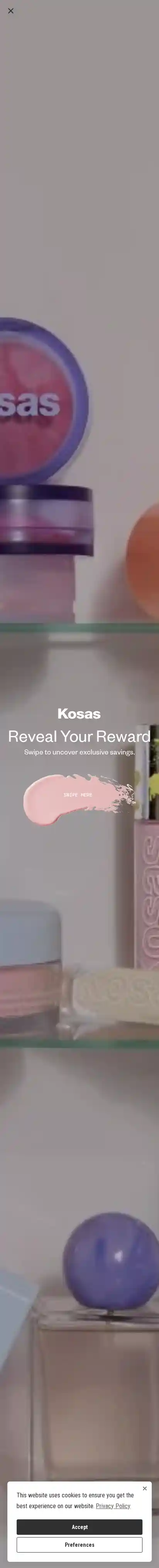 Kosas landing page