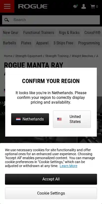 Rogue Fitness landing page