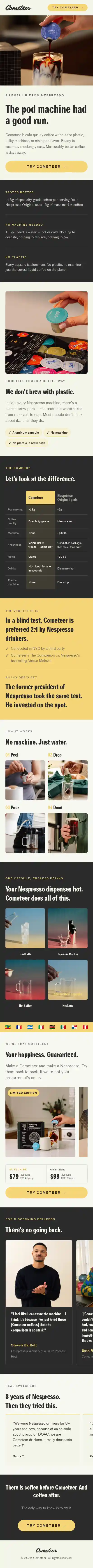 Cometeer landing page