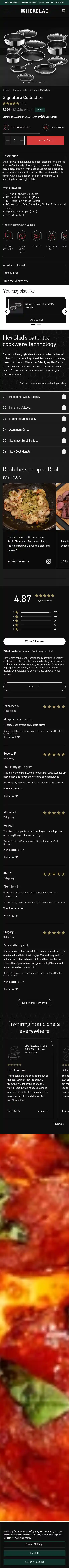 HexClad landing page