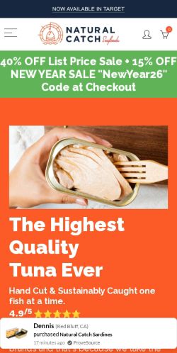 Natural Catch Tuna landing page