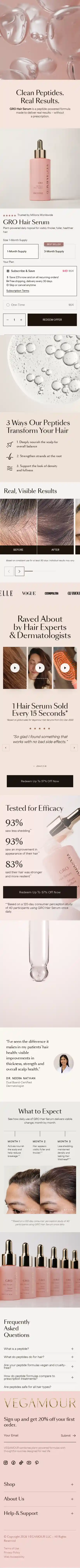 vegamour.com landing page