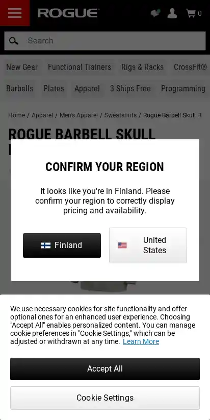 Rogue Fitness landing page