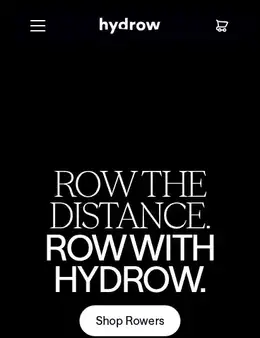 Hydrow landing page, scored 73 out of 100