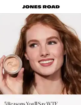 Jones Road Beauty landing page, scored 84 out of 100