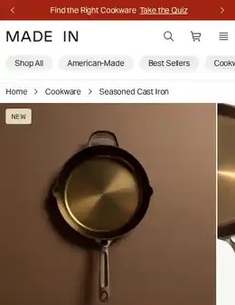 Made In Cookware landing page, scored 84 out of 100